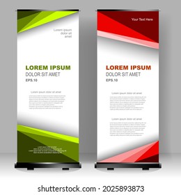 Trendy Roll up banner vertical template design, for brochure, business, flyer, infographics. modern x-banner and flag-banner advertising. vector illustration