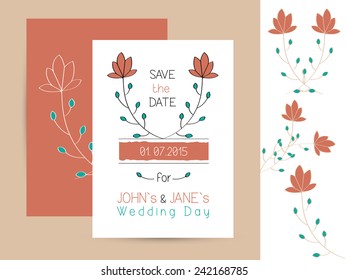 trendy romantic card invitations with hand drawn floral ornaments with multiple versions of ornaments- can be used as weeding invitation, valentine`s day gift card or any other romantic  occasion