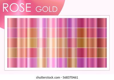 Trendy Rose gold set: gradient collection and pink  red  yellow    colors for fashion  hipster  beauty design  Vector illustration