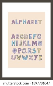 Trendy scandinavian alphabet in vector. ABC hand lettering. Nordic typographic design for poster, banner, print, decoration kids playroom or greeting card. Cute educational letters set.