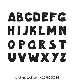 Trendy scandinavian alphabet in vector. ABC hand lettering. Nordic typographic design for poster, banner, print, decoration kids playroom or greeting card. Cute educational letters set.