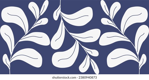 Trendy Scandinavian floral wrapping paper design. Elegance flowers seamless pattern in retro Asian style. Cute blue design t-shirt, textile fabric print. Vector illustration.