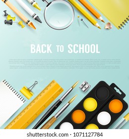 Trendy school design flyer with school accessories