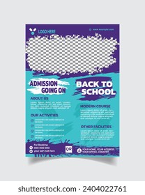 Trendy School Flyer Template Design and Kids Admission Leaflet Vector File A4