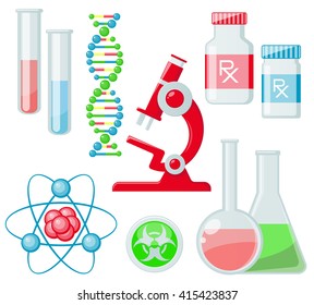 Trendy science icons on white. Vector elements