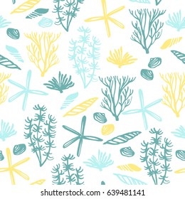 Trendy sea seamless  pattern with hand texture. Vector illustration