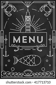 Trendy Seafood Menu Design with Linear Icons