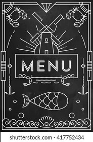 Trendy Seafood Menu Design with Linear Icons
