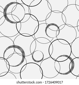 Trendy seamless abstract background. White background with geometry texture circles.  Vector black and white composition.