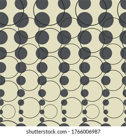 Trendy seamless abstract background. White background with geometry texture circles.  Retro vector black and white composition.