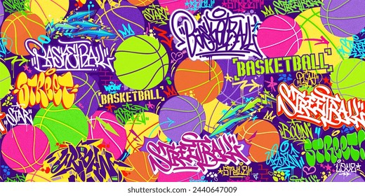 Trendy Seamless Abstract Hip Hop Urban Street Art Graffiti Style Streetball Or Basketball Background