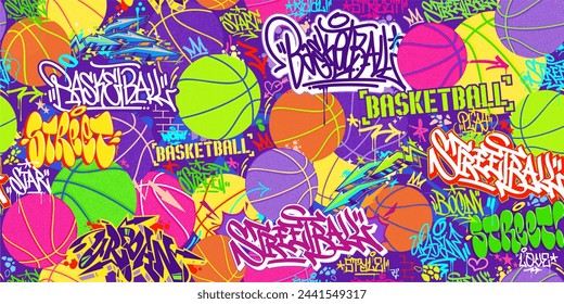 Trendy Seamless Abstract Hip Hop Urban Street Art Graffiti Style Streetball Or Basketball Background