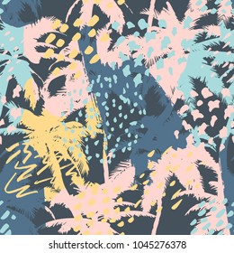 Trendy seamless abstract pattern with hand drawn textures. Modern abstract design for paper, wallpaper, cover, fabric and other users. Vector illustration.