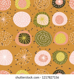 trendy seamless background of geometric shapes and doodles. Colorful pattern doodles.