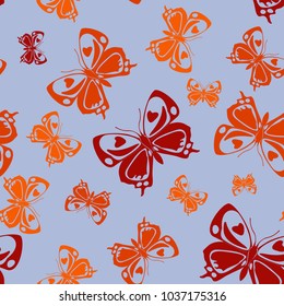 Trendy seamless butterfly iterative template isolated on contrast back layer. Wildlife butterfly repeat theme vector. Wildlife insect fauna backdrop for marketing purpouses.