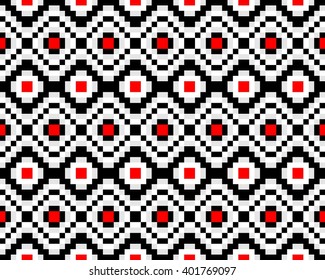 Trendy seamless ethnic pattern. Hipster background is black, red and white