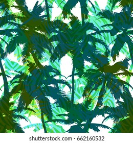 Trendy seamless exotic pattern with palm. Modern abstract design for paper, wallpaper, cover, fabric and other users. Vector illustration.