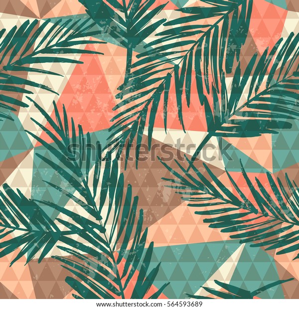 Trendy Seamless Exotic Pattern Palm Hand Stock Vector Royalty Free