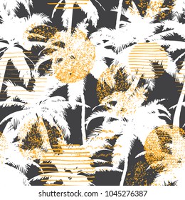 Trendy seamless exotic pattern with tropical plants. Modern abstract design for paper, wallpaper, cover, fabric and other users. Vector illustration.