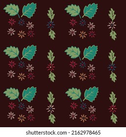 Trendy seamless floral ditsy pattern daisies, bellflowers ears weat berries.