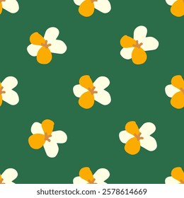 Trendy seamless floral ditsy pattern. Fabric design with simple flowers. Vector cute repeated pattern for baby fabric, wallpaper or wrap paper