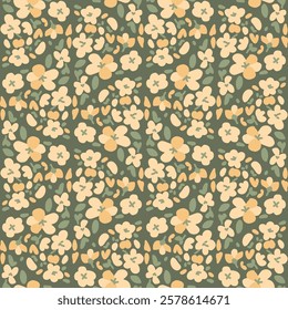 Trendy seamless floral ditsy pattern. Fabric design with simple flowers. Vector cute repeated pattern for baby fabric, wallpaper or wrap paper