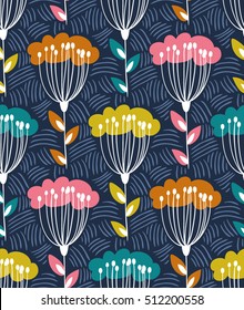 Trendy seamless floral ditsy pattern. Fabric design with simple flowers. Vector seamless background. Garden pattern.