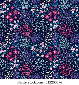 Trendy seamless floral ditsy pattern. Fabric design with simple flowers. Vector seamless background. Garden pattern.