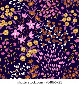Trendy seamless floral ditsy pattern. Fabric design with simple flowers. Vector seamless background. Garden pattern.