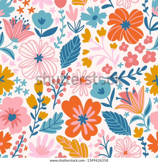 Trendy Seamless Floral Ditsy Pattern Fabric Stock Vector Royalty Free 1349626358