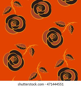 Trendy seamless Floral Ditsy Print In gray, brown and orange Colors.