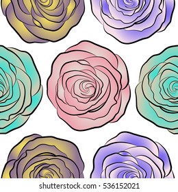 Trendy seamless Floral Ditsy Print In violet, yellow and neutral Colors.