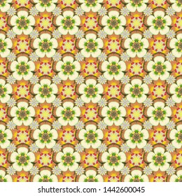 Trendy seamless Floral Pattern in beige, yellow and orange colors. Vector seamless pattern with ditsy flowers.