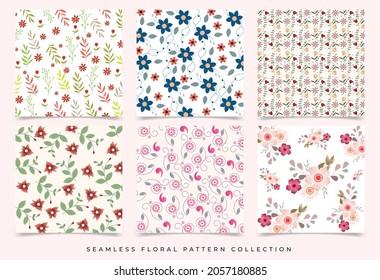 Trendy Seamless Floral Pattern collection for your branding, editable vector pattern for fabric