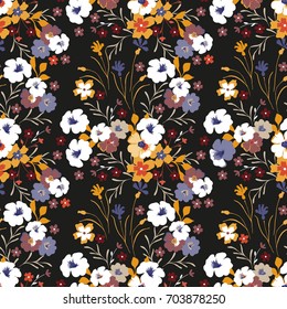 Trendy seamless floral pattern. Cute flowers for design fabric, paper, wrapping.