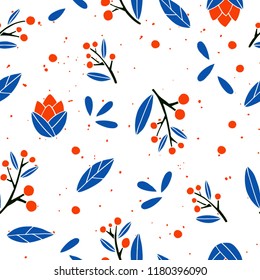 Trendy seamless floral pattern in flat style. Vector illustration