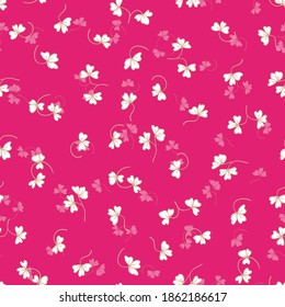 Trendy seamless floral pattern with ornament. Colorful flowers on light background. Simple minimalistic pattern with nature elements. Vector illustration for fabric, textile, poster, invitation.