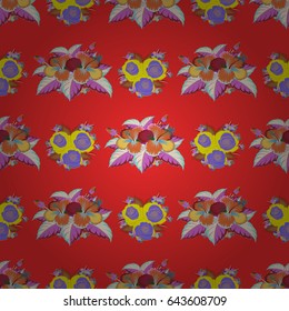 Trendy seamless Floral Pattern in red and blue colors. Vector seamless pattern with ditsy flowers.
