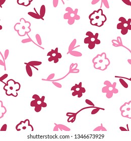Trendy seamless floral pattern, Small ditsy flowers, Great for spring and summer wallpaper, backgrounds, invitations, packaging design projects. Surface pattern design. 