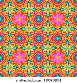 Trendy seamless Floral Pattern In Vector illustration. Colour Summer Theme seamless pattern Background. Flat Flower Elements Design. Beautiful fabric pattern.