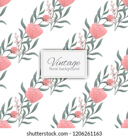 Trendy Seamless Floral Pattern in Vector