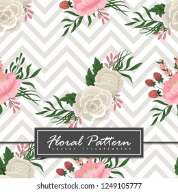 Trendy Seamless Floral Pattern in Vector