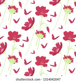 Trendy Seamless Floral Pattern In Vector. Creative universal artistic floral background.