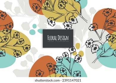 Patrón floral sin foco de moda en ilustración vectorial	
