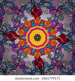 Trendy seamless Floral Pattern In vector illustration . Flowers on pleasant colors. Colour Summer Theme seamless pattern Background. Flat Flower Elements Design.