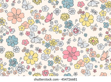 Trendy Seamless Floral Pattern in vector