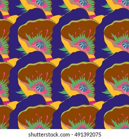 Trendy seamless floral pattern. Vector illustration with many motely flowers.