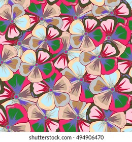 Trendy seamless floral pattern. Vector illustration with many motley flowers.