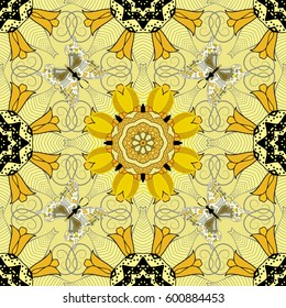 Trendy seamless floral pattern. Vector illustration with many flowers.