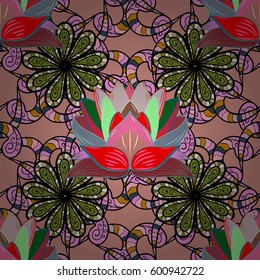 Trendy seamless floral pattern. Vector illustration with many flowers.
